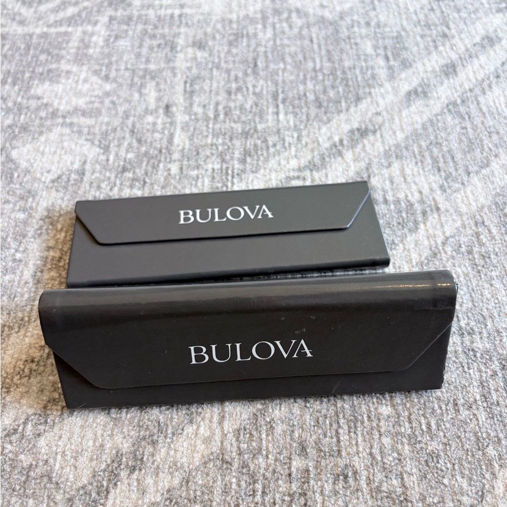 Bulova gray Eyewear and Accessory Cases with White Logo (Set of 2)